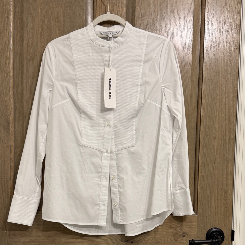 Veronica Beard White Button-Down Cotton Shirt Size 0 NWT